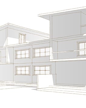 Planung / Skizze von einem Gebäude